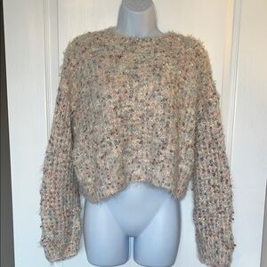 Cropped fuzzy confetti sweater